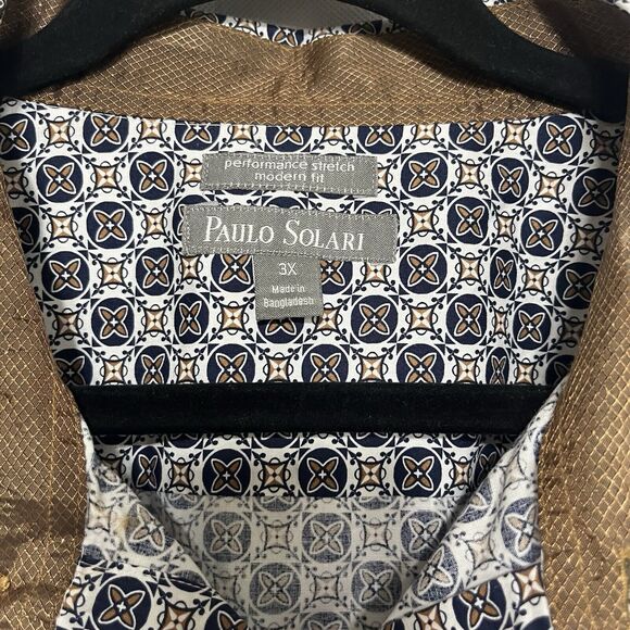 Paulo Solari Men's Performance Button-Up Long Sleeve Shirt Geo Pattern Size 3XL - Picture 2 of 9
